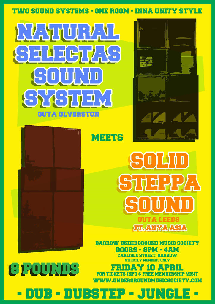 BUMS e-TICKET - NATURAL SELECTAS SOUNDSYSTEM MEETS SOLID STEPPA SOUND : FRIDAY 10th APRIL 2020
